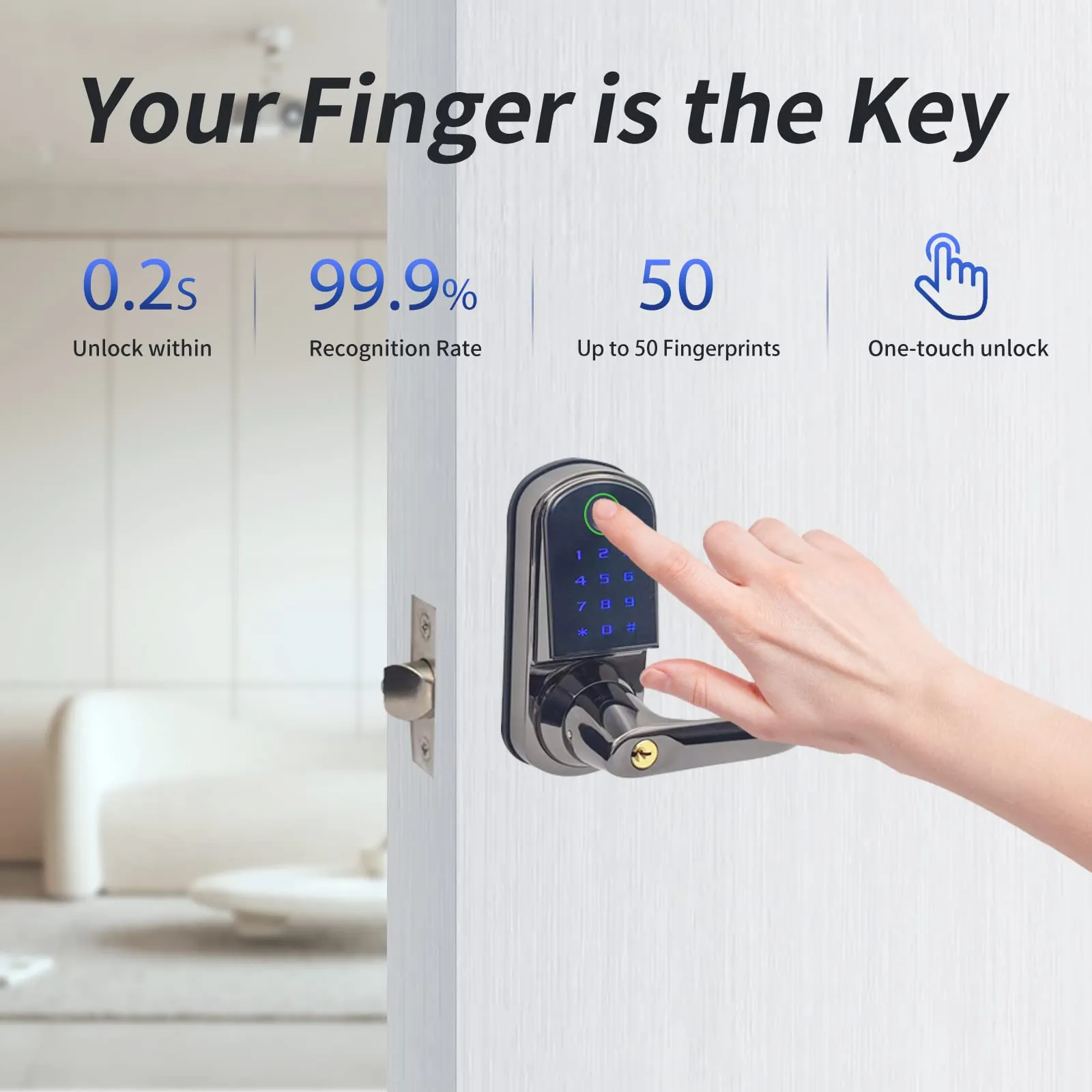 UPDATE: Congratulations To Those Who Scored 🎉 SOLD OUT!    MeSaidFamiy Smart Fingerprint Handle Locks, Keyless Entry Door Locks for Front Door/Bedroom/Office with Passcode/APP/Card/Biometric(Right Hand)