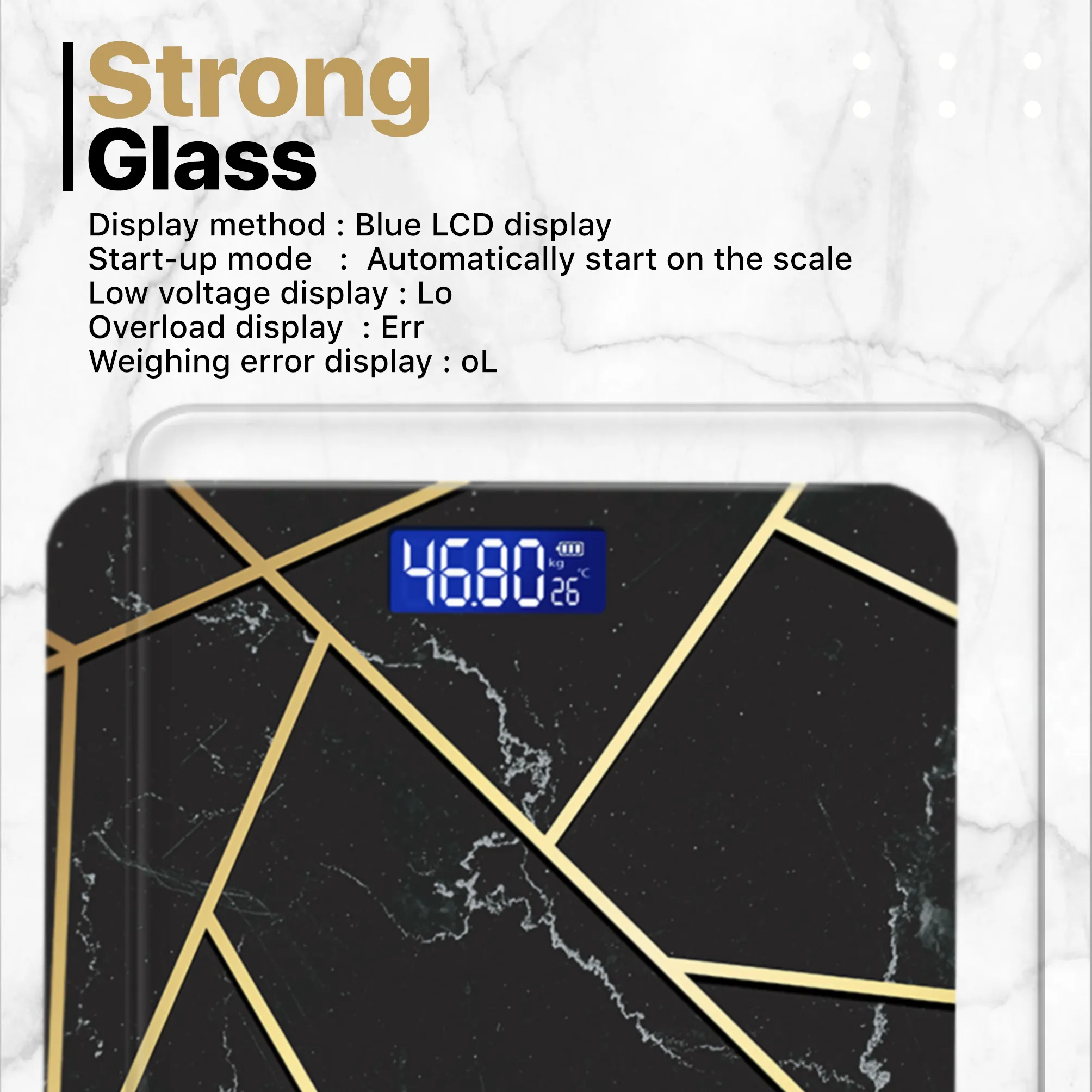 Vandelay Spirit Series Digital Electronic Weighing Scale ( Black Marble )
