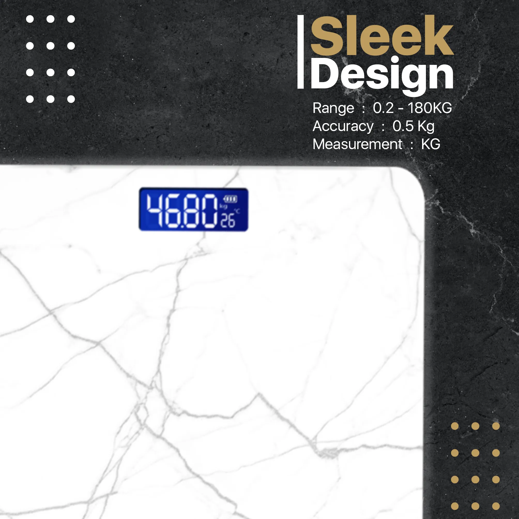 Vandelay Spirit Series Digital Electronic Weighing Scale ( White Marble )