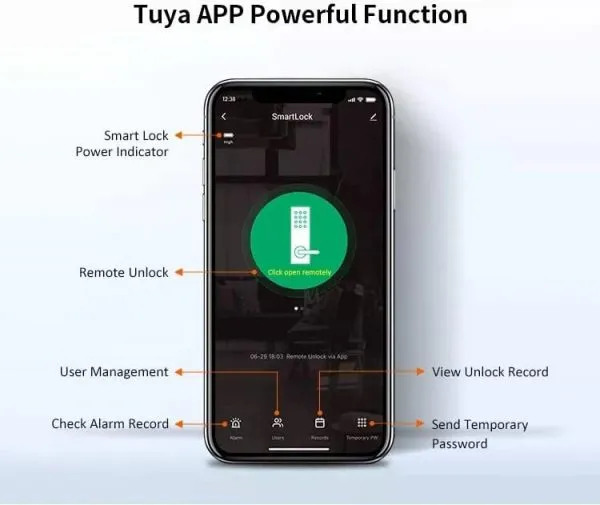 VILA Smart Lock, D09 blk ,With WiFi Tuya App, Display screen,Keypad Digital,Biometric Fingerprint,IC Card,Mechanical key Unlock for Apartment Hotel Home Use. COLOR: (BLACK)