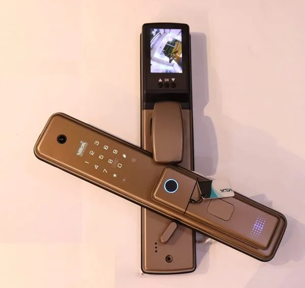 VILA Smart Lock Q7-5 AC,With WiFi, Display screen,Keypad Digital,Biometric Fingerprint,IC Card,Mechanical key Unlock for Apartment Hotel Home Use. COLOR: (GOLDEN)