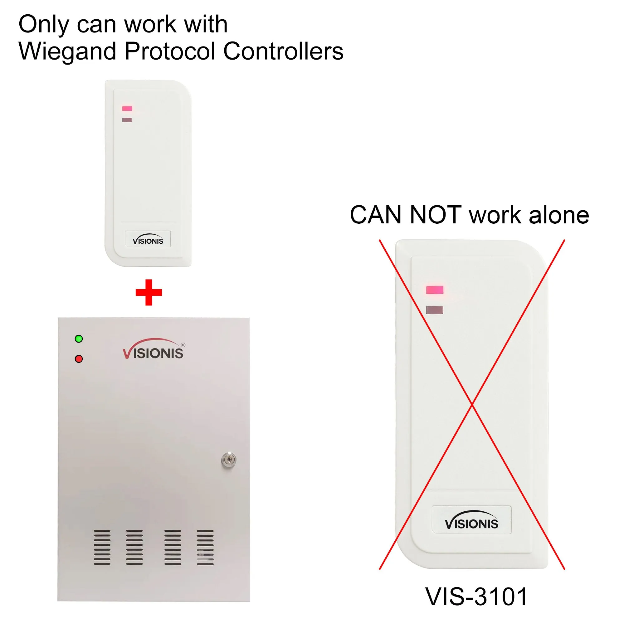 Visionis FPC-6562 Four Doors Access Control TCP / IP RS485 Wiegand Electric Drop Bolt Fail Secure Controller Box   White Waterproof Card Reader   Software Included   20,000 Users Kit