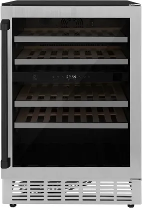 Z Line Kitchen and Bath ZLINE Monument Autograph Edition 44-Bottle Dual Zone Wine Cooler in Stainless Steel with Matte Black Accents (RWVZ-UD-24-MB)