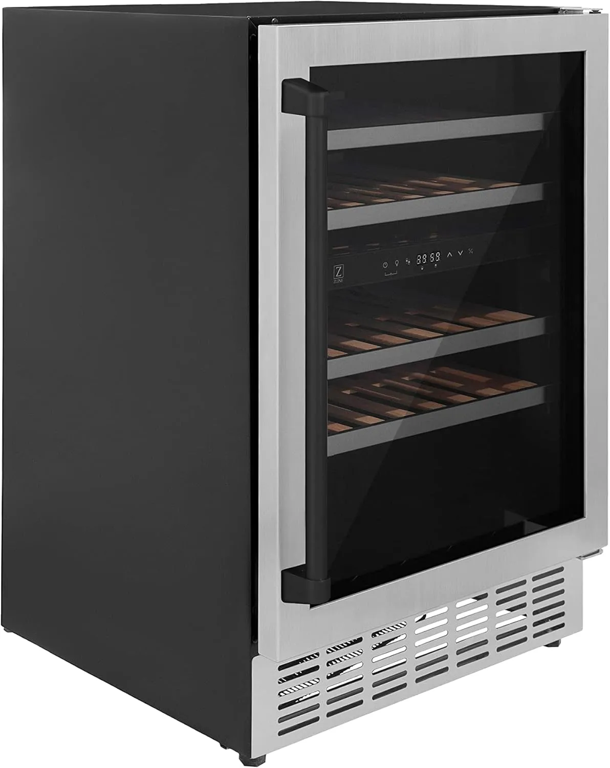 Z Line Kitchen and Bath ZLINE Monument Autograph Edition 44-Bottle Dual Zone Wine Cooler in Stainless Steel with Matte Black Accents (RWVZ-UD-24-MB)