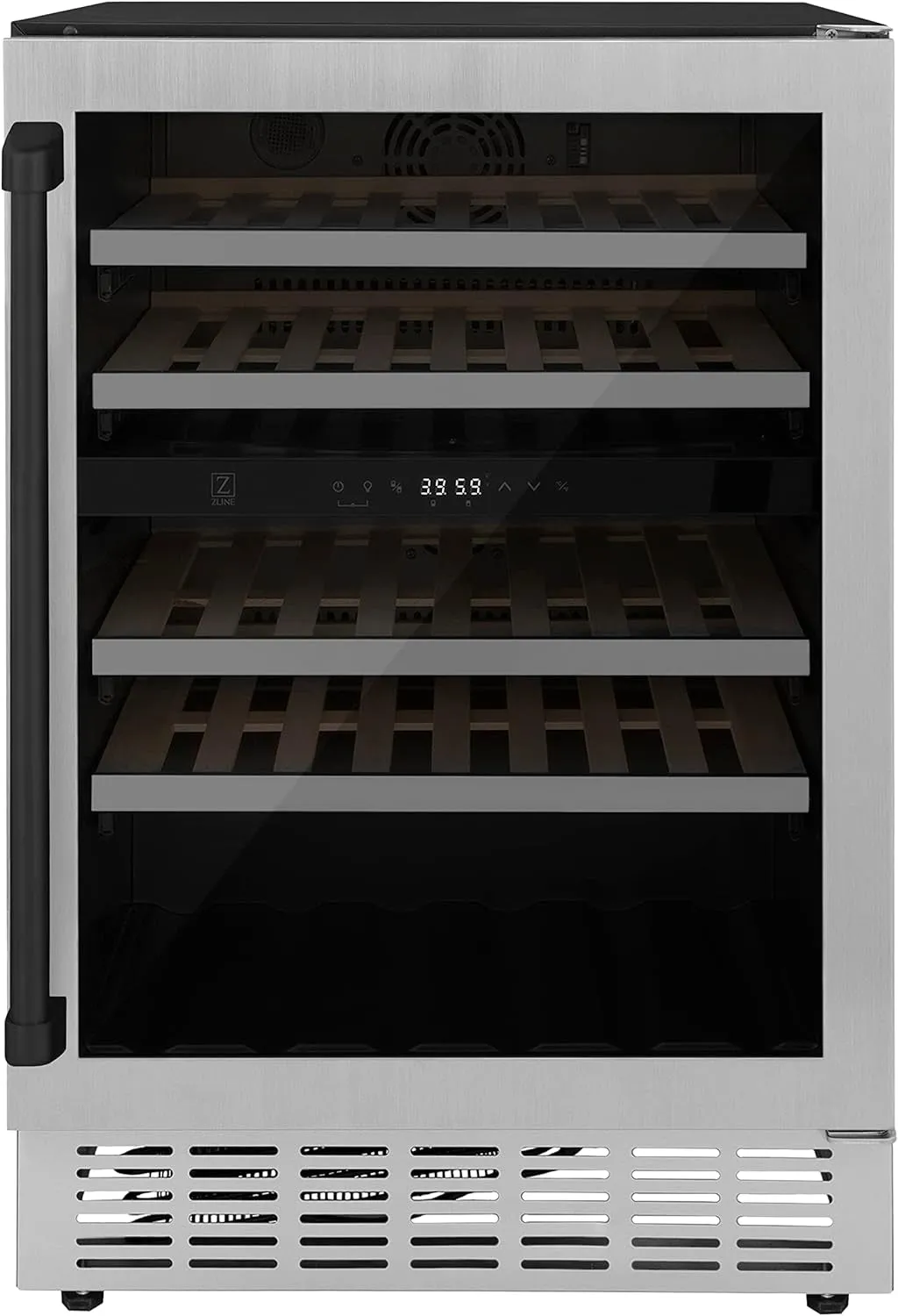 Z Line Kitchen and Bath ZLINE Monument Autograph Edition 44-Bottle Dual Zone Wine Cooler in Stainless Steel with Matte Black Accents (RWVZ-UD-24-MB)