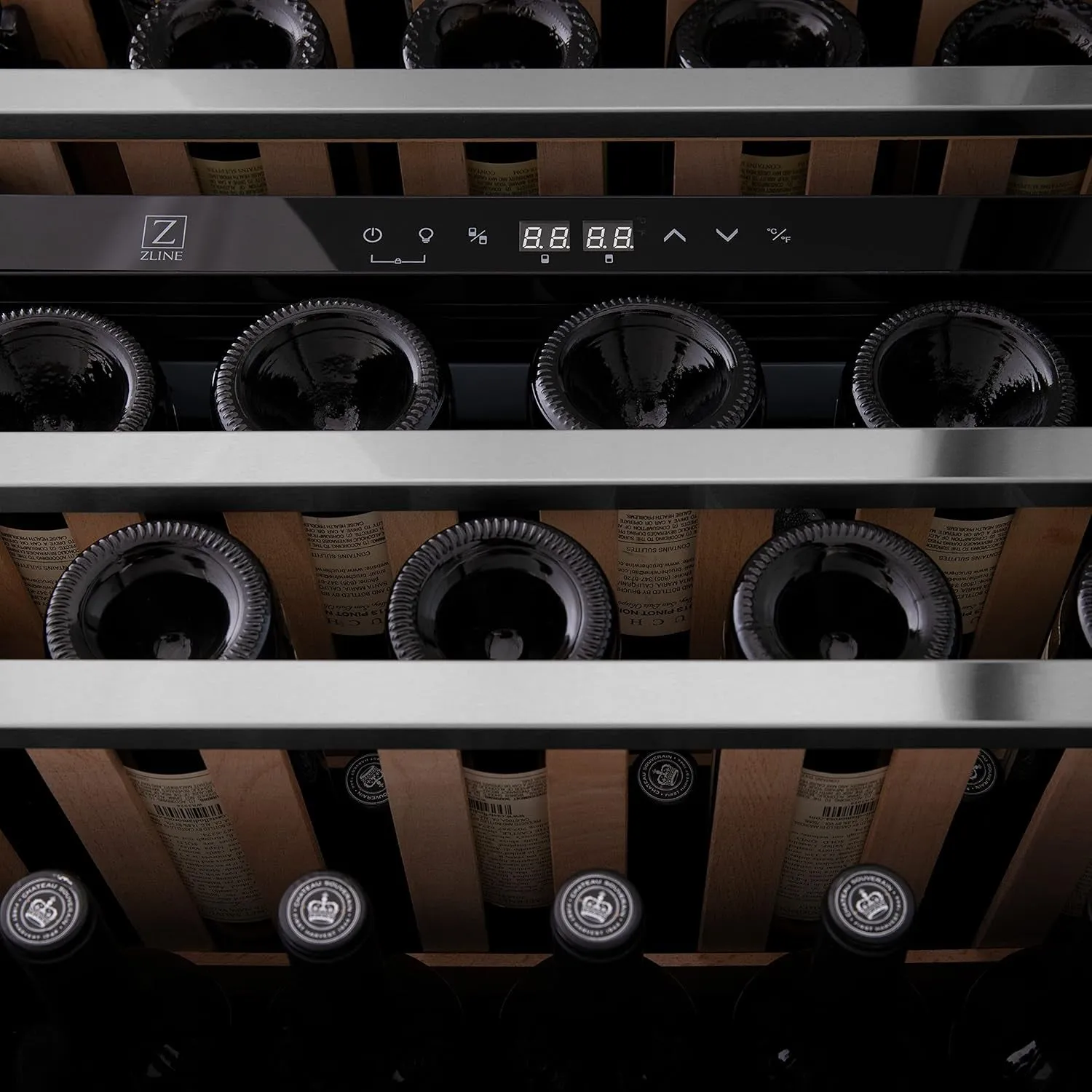 Z Line Kitchen and Bath ZLINE Monument Autograph Edition 44-Bottle Dual Zone Wine Cooler in Stainless Steel with Matte Black Accents (RWVZ-UD-24-MB)