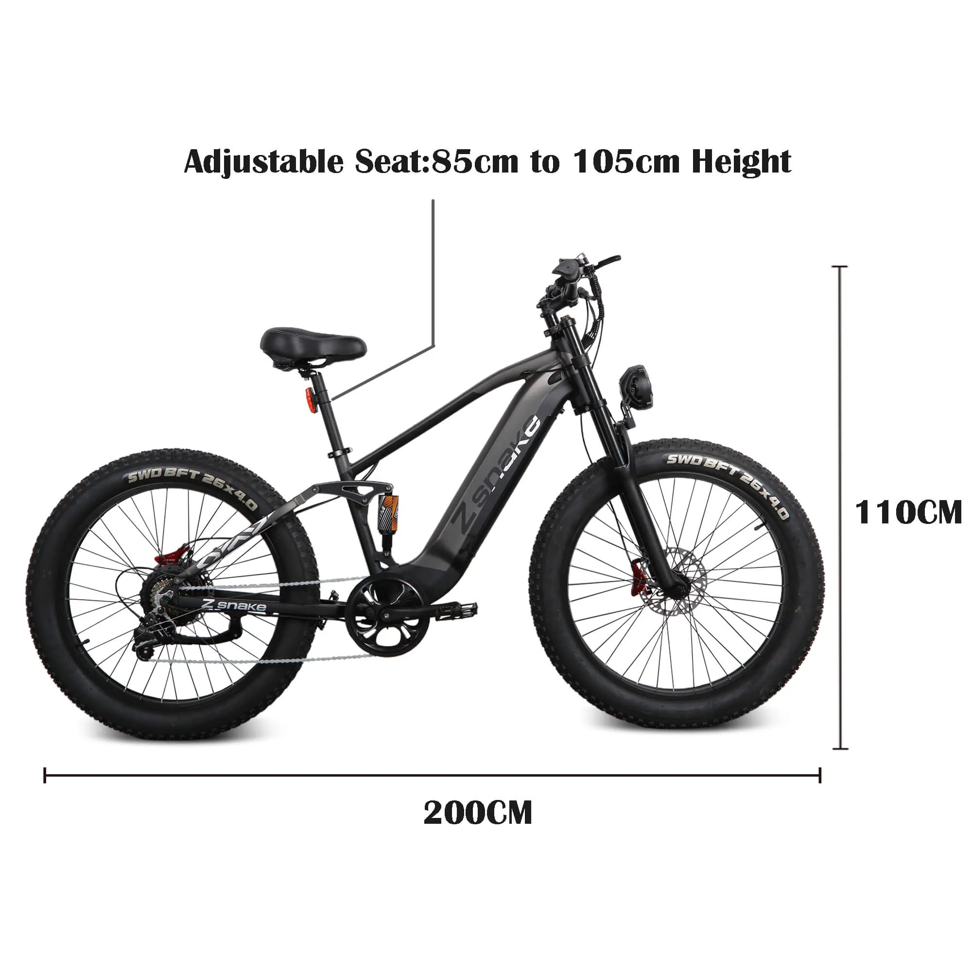 ZSNAKE E6 750W Electric Bike for Adults, 30 MPH with 48V 26 inch Fat off Road Vacuum Tires